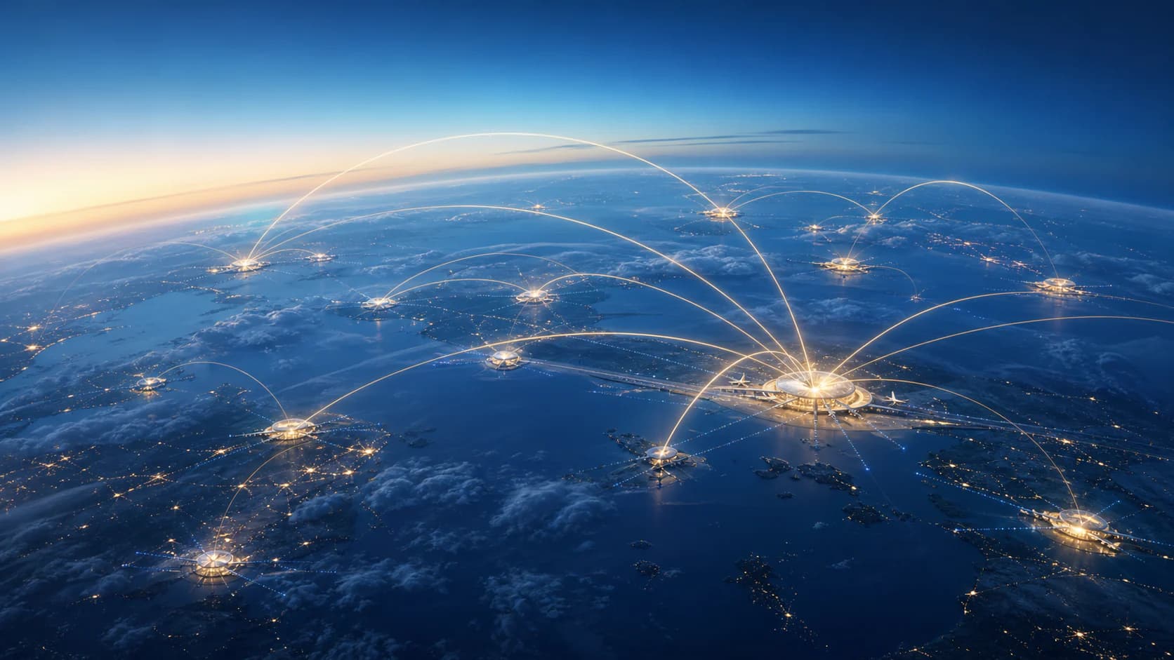 Conceptual international aviation route network